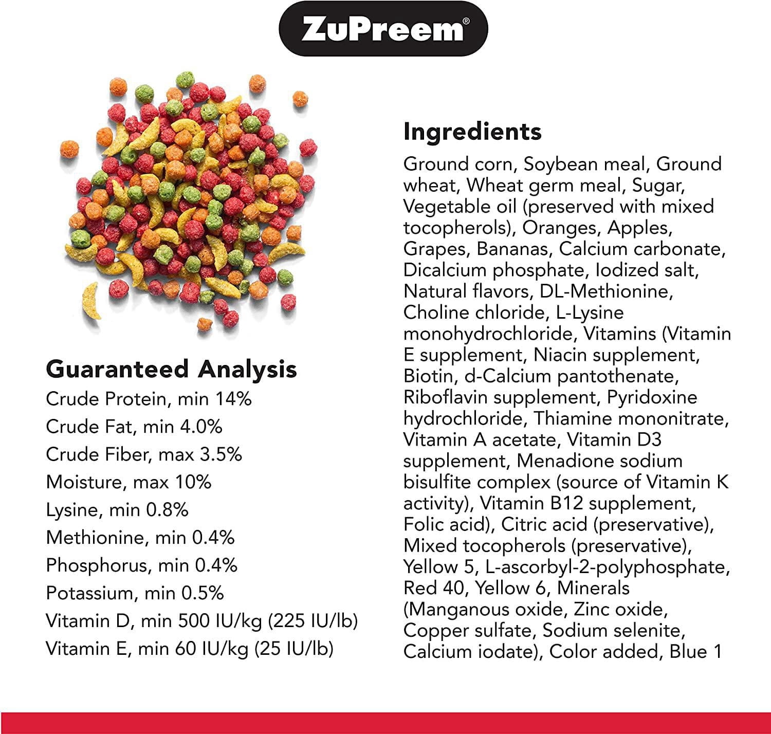 Zupreem FruitBlend Flavor With Natural Flavors Bird Food For Parrots & Conures 2 lbs