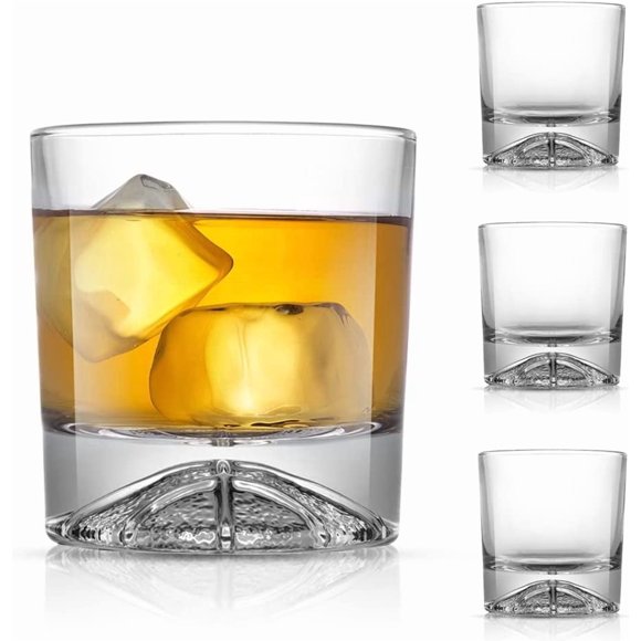 Ensemble de 4 Verres à Whisky en Cristal Swish « Basketball » - Verre Old Fashioned Rocks de 10 Oz pour Scotch, Bourbon, Liqueur Ou Cocktails Courts