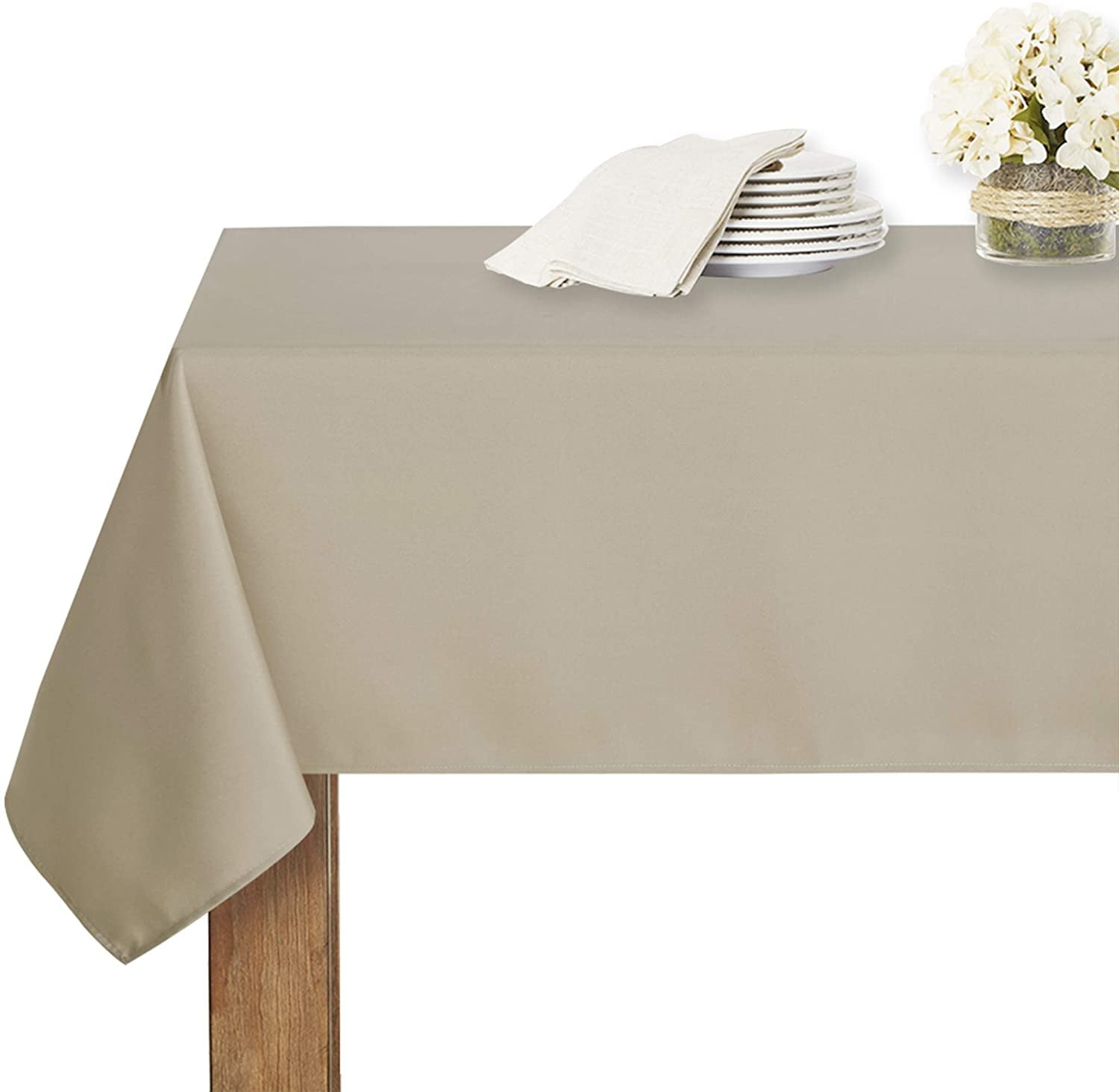 Navy Blue White Spot Rectangle Tablecloth Spill Water Proof for Outdoor Indoor Table 60x108