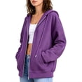 thumbnail image 4 of Women's Full Zip Hoodie Drop Shoulder Long Sleeve Oversized Sweatshirt with Pockets Casual Outerwear, 4 of 8