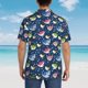 thumbnail image 4 of Fotbe Colorful Cartoon Shark Camisa Hawaiana para Hombre Unisex – Camisa Casual de Verano con Botones de Manga Corta de Algodón y Lino,Small, 4 of 7
