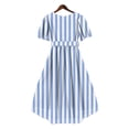 thumbnail image 7 of Ruimatai Women's V-Neck Abstract Print Short Sleeve Belted High-Low Wrap Waist Midi Dresses for Women Summer Casual & Vacation Wear, 7 of 7