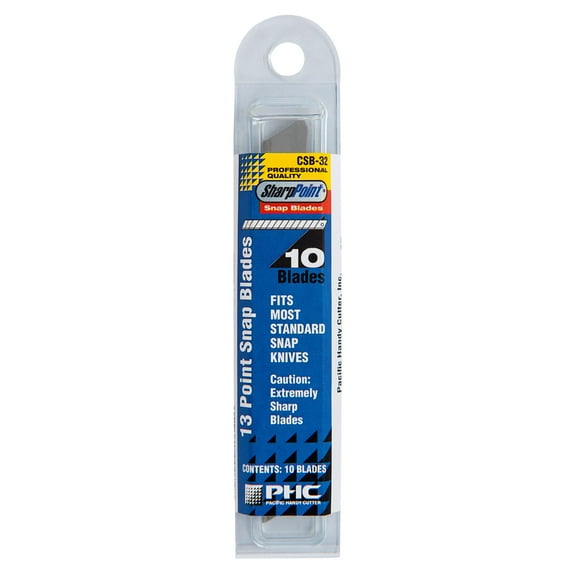 Pacific Handy Cutter 13 Pt. Snap Blades, 10/box