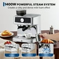 thumbnail image 6 of Gaderth 20 Bar Pressure Stainless Steel Espresso Machine with Grinder, 1.5L Removable Water Tank, Milk Frother Steam Wand for Latte/Cappuccino, Adjustable Shot Volume, 6 of 7
