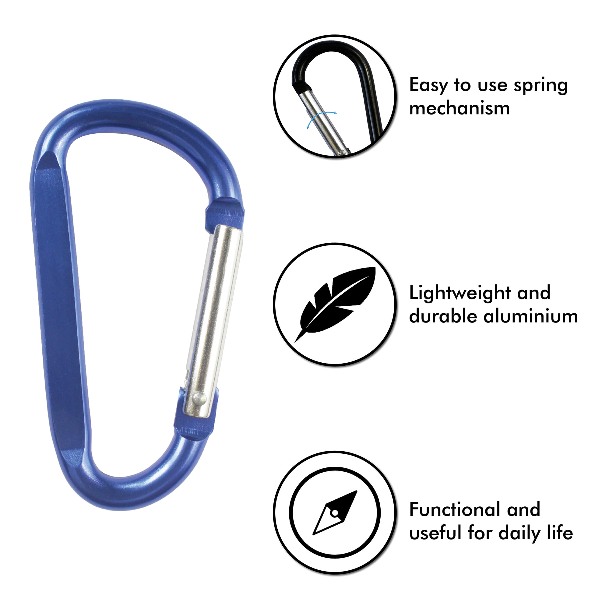 12pcs 3” Aluminium Carabiner Clip Vibrant Colors, Durable Spring-loaded  Gate Keychain Hook Pear Shape for Home, RV, Camping, Hiking, Fishing or  Traveling 
