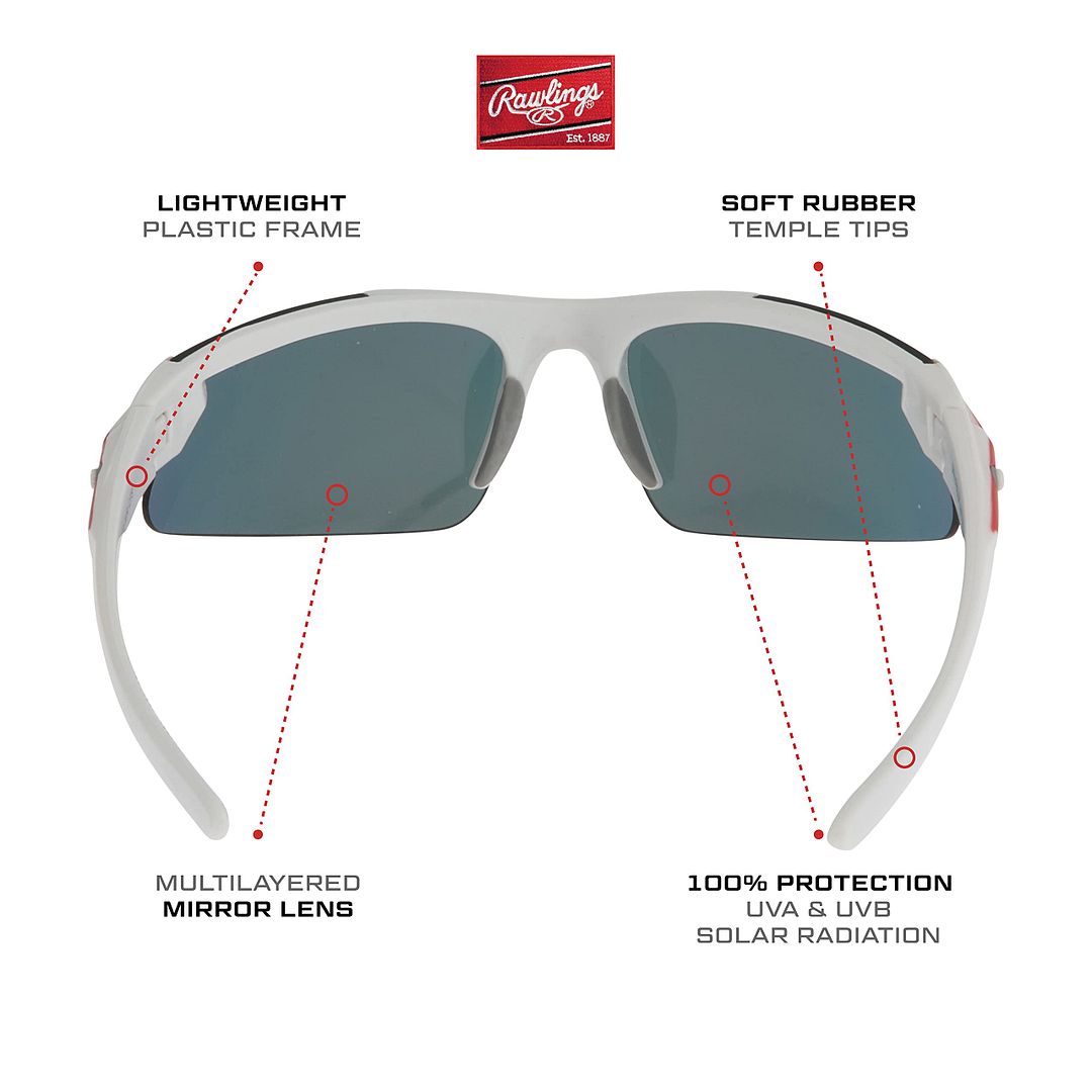 Rawlings Youth Boys Athletic Sunglasses 107White/Blue Mirrored Lens 10228972.QTS - image 4 of 9