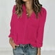 thumbnail image 2 of Ropa de mujer,Camisa informal de cuello en V para mujer, manga larga, botones y bolsillo, tejido suave, versátil para uso diario, sopatenor, 2 of 9