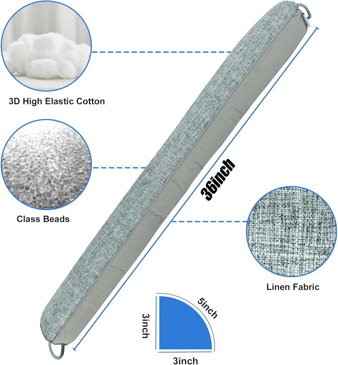 36 inch Triangle Under-Door Draft Stopper, Weighted Weather Stripping Block Hot and Cold Air, Noise, Bugs,Cotton & Polyester Under Door Gap Filler, Draft Stopper, Easy Install