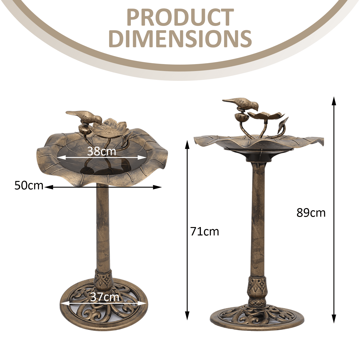 BEZT 28'' 2 Tiers Birdbath Water Fountains W/Bird Figurines Outdooror Decor,Bronze