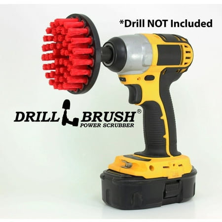 4 Inch Red Drill Brush For Stone, Brick, and Concrete Quick Change (Best Way To Drill Through Concrete)