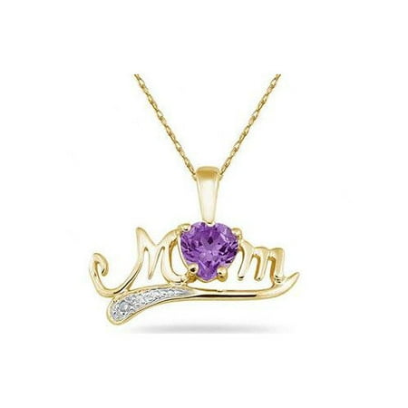 Szul Jewelry 10K Yellow Gold Heart Cut Gemstone MOM Pendant