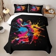 thumbnail image 2 of Castle Fairy Sport Handball Gamer Bed Spread Queen,Colorful Graffiti Splash Queen Coverlet Set,Black Pink Orange, 2 of 7