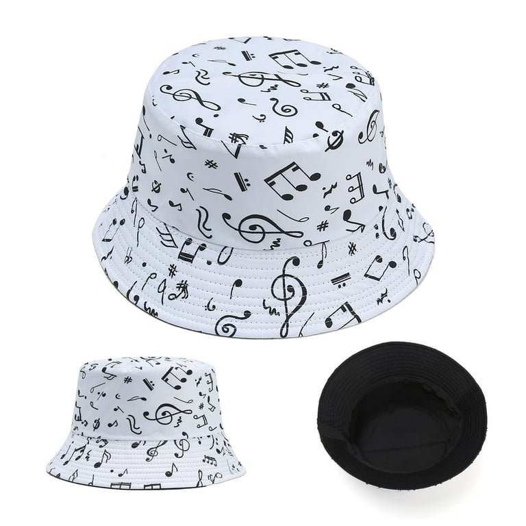 Men's And Women's Music Symbols Fisherman Hat Beach Double-Sided Basin Hat  Plain Bucket Hats for Teens Girls Bucket Hat String Bucket Hat Fashion Men