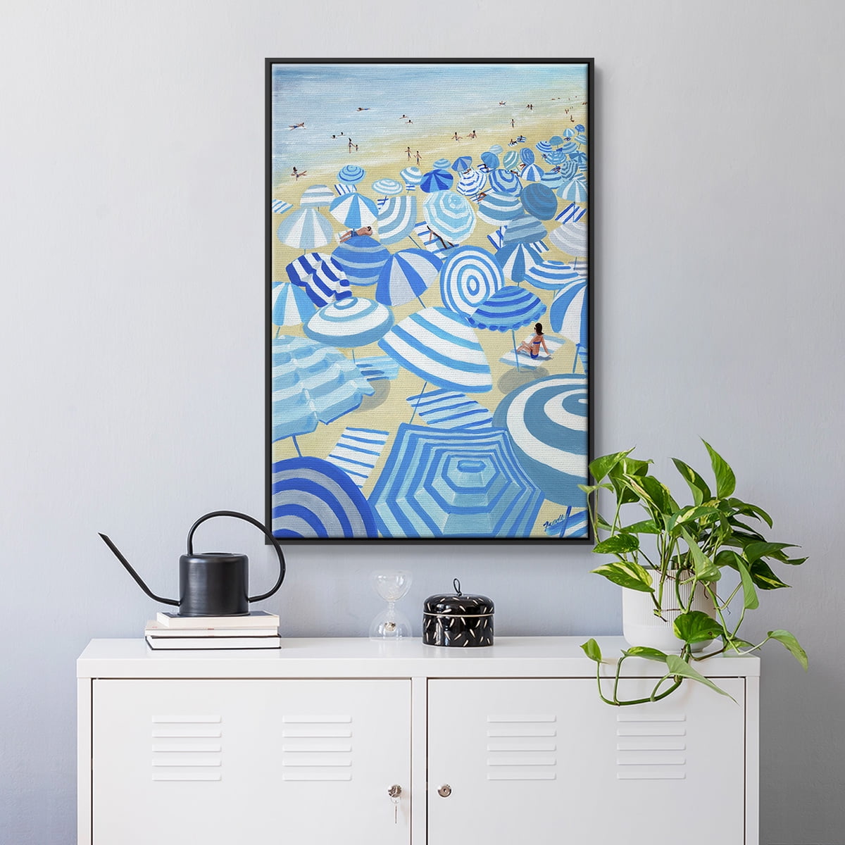 Sky Blue Beach Framed Premium Gallery Wrapped Canvas - Ready to Hang