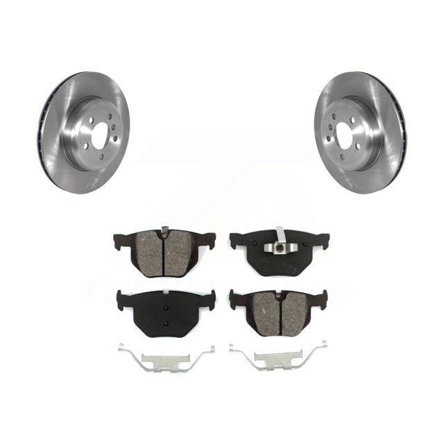 Transit Auto Rear Disc Brake Rotors and Semi-Metallic Pads Kit for Car 2013 BMW 335i Convertible Coupe with Blue Painted Calipers 344mm Diameter Rotor K8S-103607