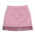 thumbnail image 5 of RTKFRFLM Girls Western Cowgirl Suede Fringe Skirt High Waist Denim Mini Skirt Halloween Party Outfits Kids, 5 of 9