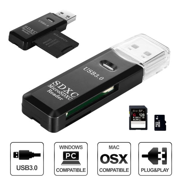 Kreta begin zelf USB 3.0 Adapter USB card reader SD/Micro SD Card Reader For Windows, Mac,  Linux, and Certain Android SD SDHC SDXC MicroSD MicroSDHC MicroSDX -  Walmart.com