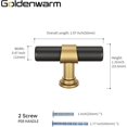 thumbnail image 2 of goldenwarm 10 Pack Gold Cabinet Knobs Brushed Brass Drawer Knobs Gold Dresser Hardware - LS201GD Single Hole Handles for Kitchen Cupboard Doors Closet Hardware 2in Overall Length, 2 of 10