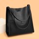 thumbnail image 1 of Bolso de mano informal para mujer, bolso hobo grande con cremallera, bolso de compras de cuero (negro), 1 of 8