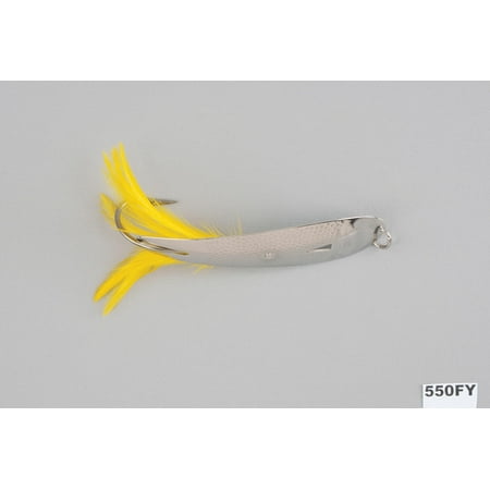 Hopkins 550FY Hammered Trolling Spoon with Yellow Feather 5 1/2