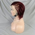 thumbnail image 4 of 99J Color Bob Human Hair Wig 8 Inch Pixie Cut Wig with Braided Straight Hair Wig for Black Women Short Bob 13x4 Transparent Lace Frontal Brazilian Hair Wigs, 4 of 7