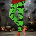 thumbnail image 2 of FYEGRE Halloween Bat Design Yoga Pants for Women High Waist Workout Leggings with Cartoon Print Green XXL, 2 of 4