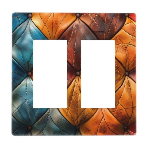 Colorful Leather Pattern Light Switch Cover Decorative Switch Plates and Outlet Covers Wall Plate for Electrical Kitchen Home Office Art Decor Standard Size