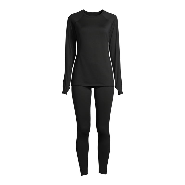 ClimateRight by Cuddl Duds Women's Plush Warmth Long Sleeve Crew & Legging Base  Layer Set, Sizes XS to 4X 