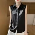 thumbnail image 3 of Womens Sleeveless Button Down Shirt Classic Collared Blouse Basic Tank Tops Work Office Chiffon Tops Solid Tees, 3 of 3