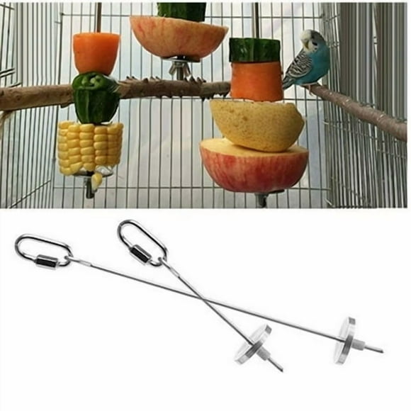 Shengyu Support de Nourriture pour Oiseaux, Mangeoire pour Perroquet, Support de Mangeoire pour Perroquet, Bâton de Lance à Fruits en Acier Inoxydable, Brochette de Viande, Bâton d'Alimentation pour Oiseaux