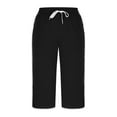 thumbnail image 3 of cocolona Womens Capri Pants Summer 2025 Elastic Waist Drawstring Half Shorts Casual Loose Beach Capri Shorts with Pockets Black XXL, 3 of 5