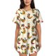 thumbnail image 1 of Fotbe Boho Chicken Conjunto de Pijama Estampado para Mujer, 2 Piezas, Ropa de Dormir con Camiseta de Manga Corta y Shorts Suaves-Large, 1 of 6