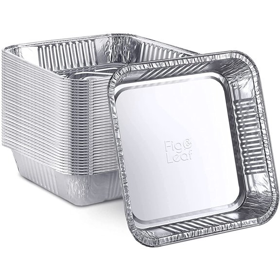 (20 Pack) 7” x Square Baking Cake Pans| Disposable Aluminum Foil Tins l Portable Food Containers Perfect for Roasting Toaster Oven Broiling Cooking