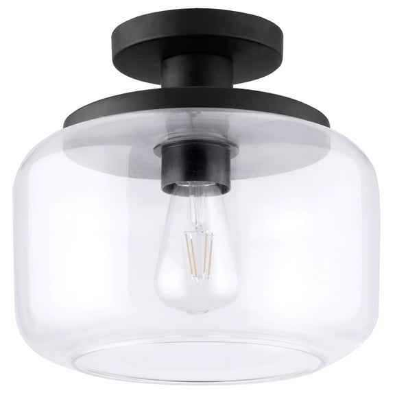 Evelyn&Zoe 11" Blackened Bronze Metal/Glass Semi Flush Mount