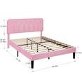 thumbnail image 3 of VECELO Queen Size Bed Frame with Adjustable Headboard, Upholstered Platform Bed Frame with Wooden Slats Support, No Box Spring Needed, Pink, 3 of 12