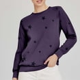thumbnail image 2 of Yajing Oversized Sweatshirt for Women M Purple Ladies Loose Large Long Sleeved T Shirt Star Printed Sweater, 2 of 3