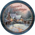 thumbnail image 1 of Thomas Kinkade Salutations de la Saison 21" Rond Signe de Bois, 1 of 1