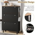 thumbnail image 3 of Narrow Design Shoe Cabinet,Wood Hidden Shoe Storage with 3 Flip Drawers, FreeStanding Shoe Rack with 3 Hooks,Shoe Organizer for Hallway, Bedroom, Apartment, Black, 3 of 7