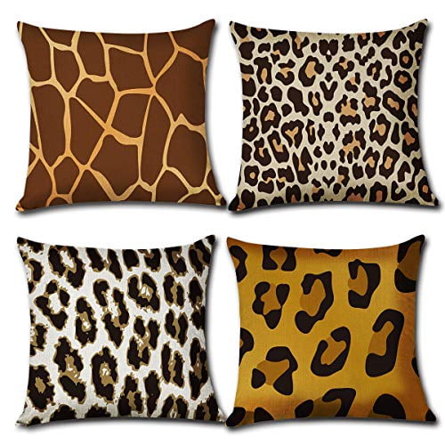 Gcisa 18 X 18 Inch Leopard Throw Pillow Cases Animal Theme Style Pillow Covers Suqare Decoration For Couch Home Sofa Bedroom Walmart Com Walmart Com
