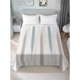 thumbnail image 4 of Teal Beige Brown Flat Sheets Only Queen Size, Soft Breathable Bed Top Sheets for Mattress, Modern Oil Painting Striped Abstract Art Luxury Bedding Flat Sheets for Home Hotel Bedroom Bed Protection, 4 of 9