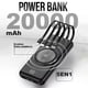 thumbnail image 2 of Power Bank Pila Batería Recargable Kimhi Cargador Inalambrico 20,000mah Carga Rapida Portatil Con 4 Cables Y 2 Puertos Usb Cargador Para Celular Tablet Banco De Energia Pantalla Led, 2 of 6
