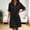 Black, variant on Summer Mini Dresses for Women V Neck Collared Short Sleeve Sundress Casual Beach Dress Boho Short Shirt Dress with Pockets