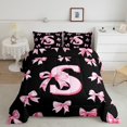 thumbnail image 2 of Castle Fairy Alphabet Bowknot Pink Bow Reversible 3-Piece Comforter Sets for Girls, Full Size, 2 of 7