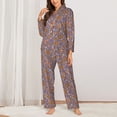 thumbnail image 2 of Honeii Daisies Flowers print Women's Pajama Sets Long Sleeve Button Down Sleepwear Nightwear Soft Pjs Lounge Sets-Large, 2 of 7