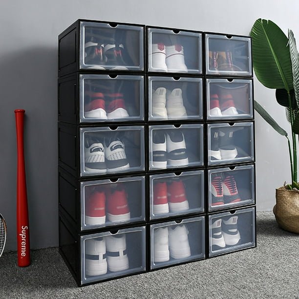 1PC Thick Plastic Shoe Box Shoe Storage Folding Clamshell Magnetic