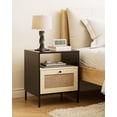 thumbnail image 3 of Nightstand Rattan Night Stand,Modern Side Table Boho Farmhouse  Bedside Table with Storage Drawer and Open Shelf,Large End Side Table for , Room,Office(Black), 3 of 6