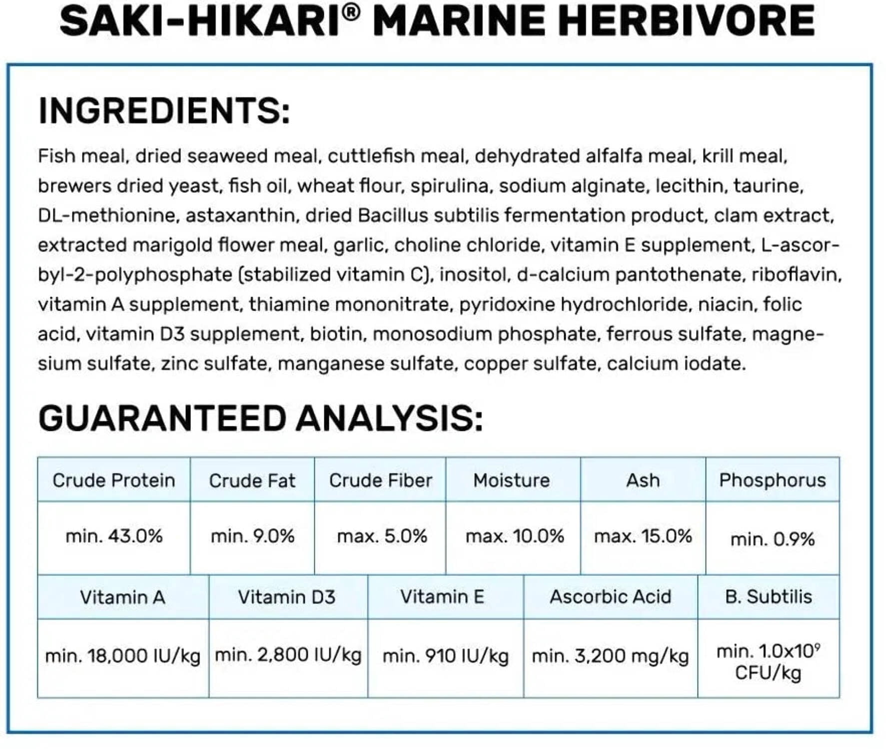 Hikari Saki-Hikari Marine Herbivore MD Sinking Fish Food 3.17 oz. 3-Pack