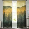 thumbnail image 2 of Green Yellow Forest Sheer Curtains 72 Inches Long 2 Panels Set, Window Sheer Curtains for Living Room/Bedroom, Oil Painting Landscape Light Filtering Rod Pocket Curtain 52'' x 72'' x 2, 2 of 7
