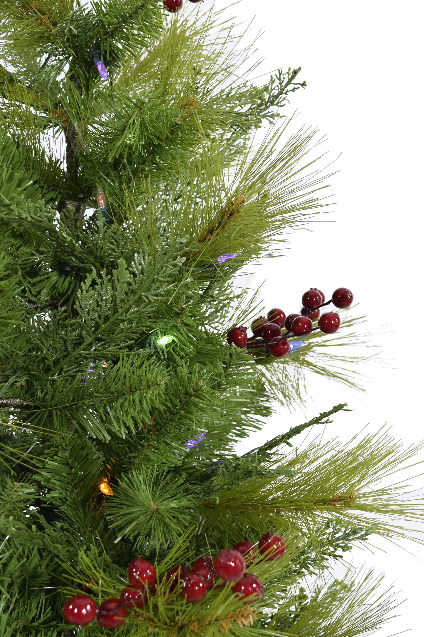 Fraser Hill Farm Set of Two 4-Ft. Newberry Pine Artificial Trees with Multi-Colored LED String Lights, FFNP056-6GRB/SET2