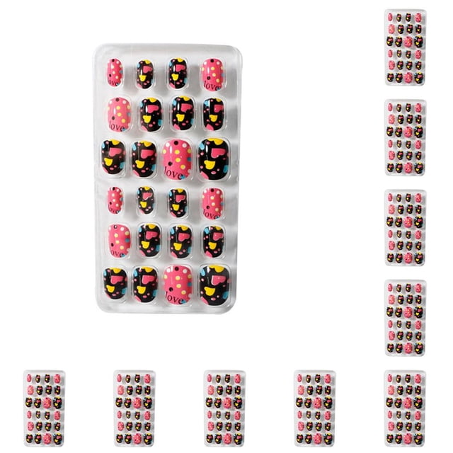 Vogacara 1 Juego de uñas para niños, estilo cuadrado de longitud media, prensa en envolturas de Color sólido, calcomanías de arte, suministros de Dos 10piezas Vogacara CBP394624